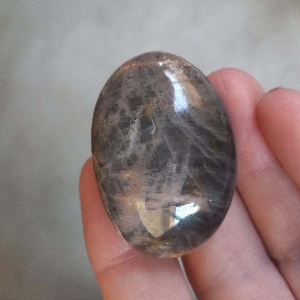 Black Moonstone Crystal Palmstone.